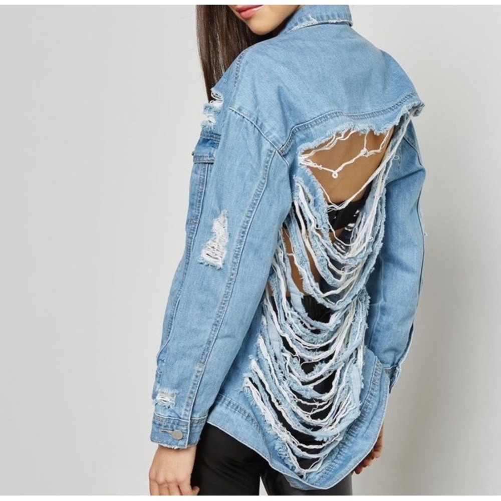 Missguided | Shredded Back Denim Women's Jacket Size US 6